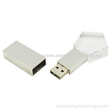 USB Flash Disk, Metal and Acrylic Materials, 128MB to 64GB Capacity, 5-year Warranty